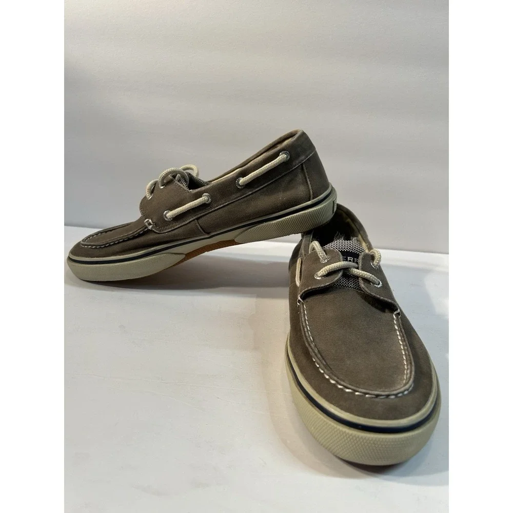 Sperry Top-sider Men's Size 10 Halyard 2-Eye Lace-up 10M Grey brown Boat shoes